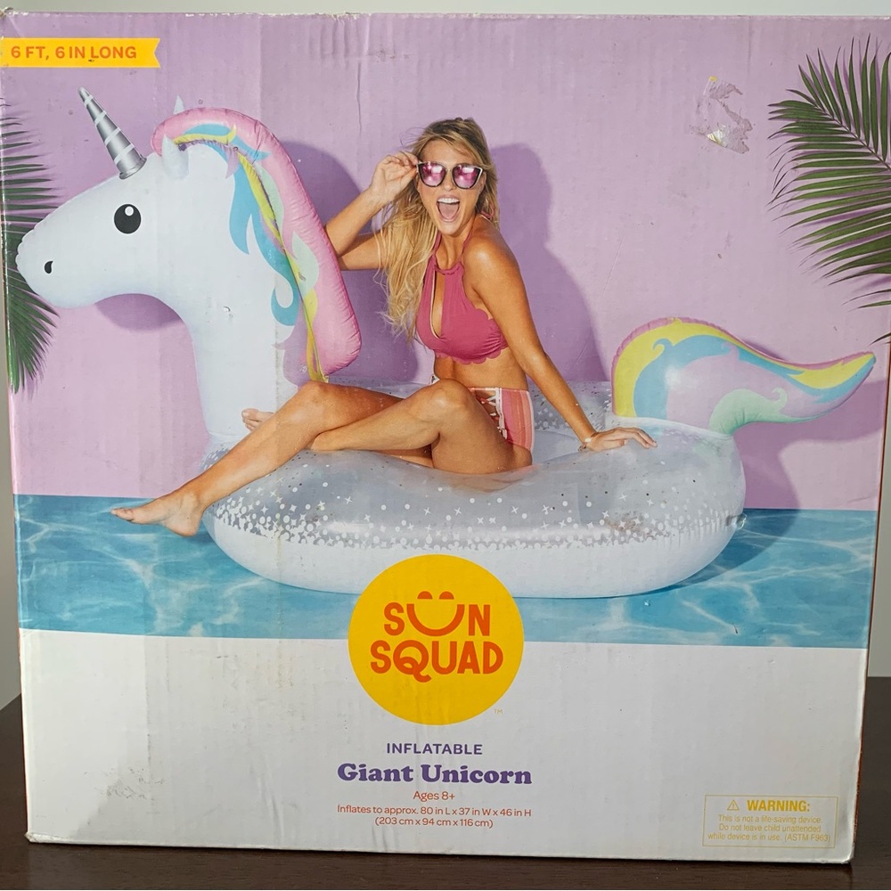 Sun Squad NWT Giant Floatie Inflatable Unicorn Pool Float Floatie 6 ft 6 inch